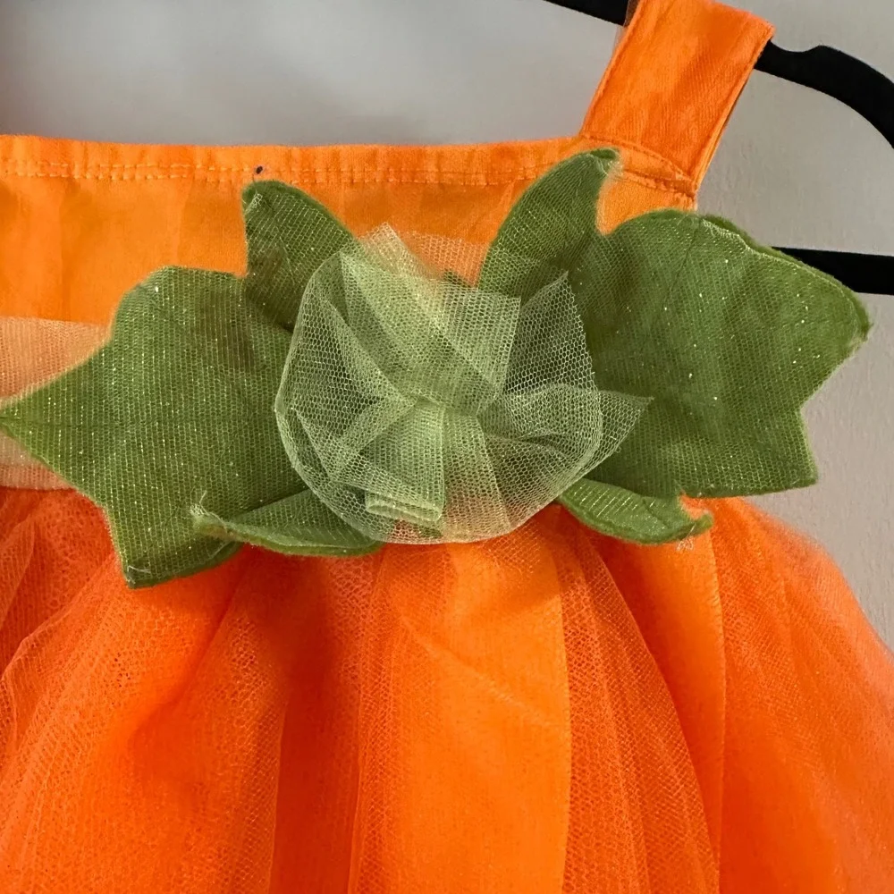 Pottery Barn Kids Pumpkin Tutu Dress Girls 7-8 Orange Jack-O-Lantern Costume - Picture 3 of 6